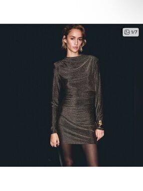 H&M Metallic Bronze Mini Dress